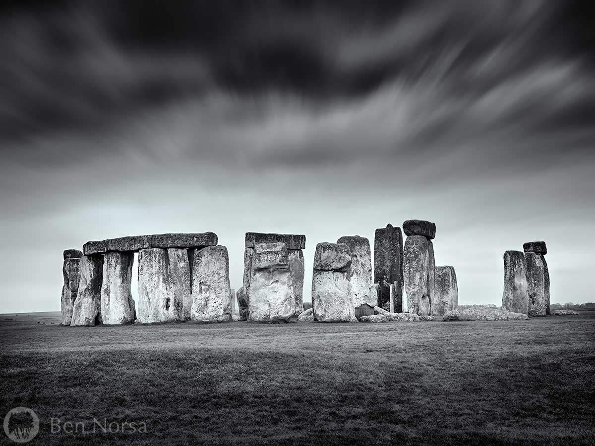 Black and white Landscape photographic print of Stonehenge