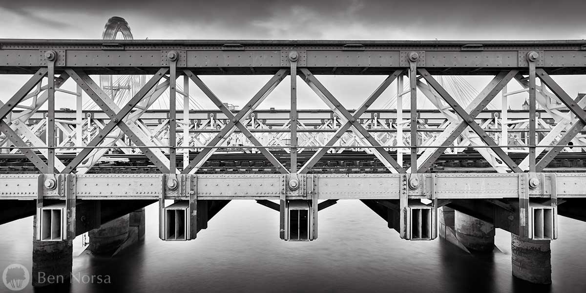 Landscape photographic print of Embankment Bridge, London