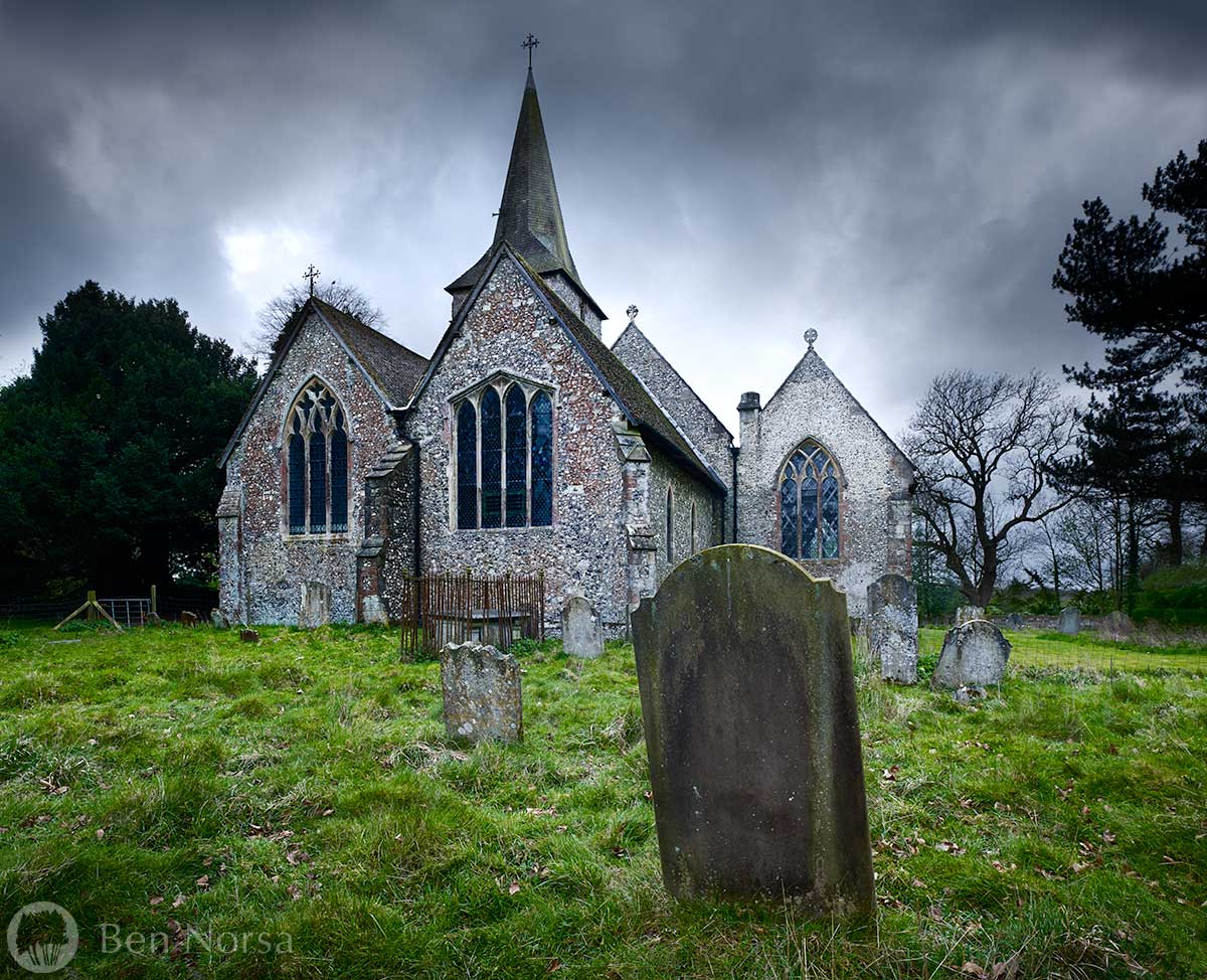 Landscape photographic print of Cudham church, Kent, UK