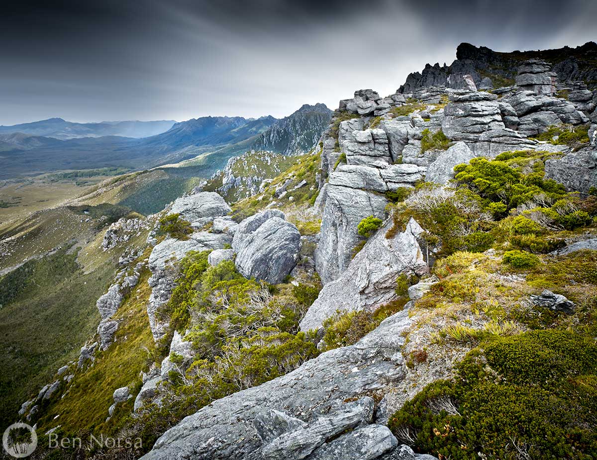 Landscape photographic print of Western Arthur Range from Mt Hesperus